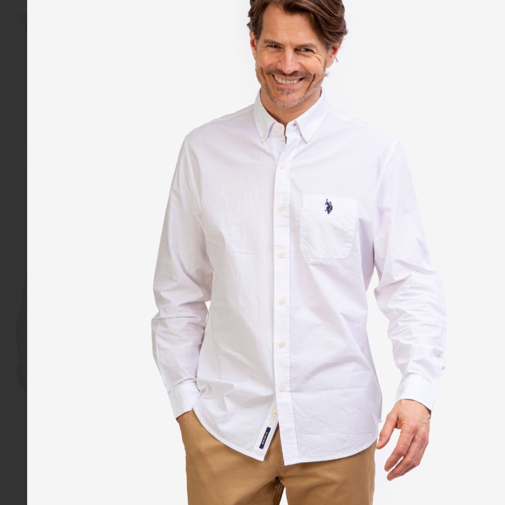 U.S. Polo Assn. Long Sleeve Button Down Shirt /White/SMALL 14"- 14 1/2…